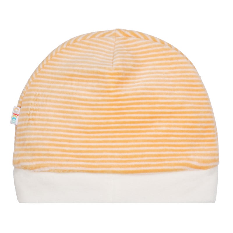 Памучна шапка в оранжево и бяло райе за бебе  254212