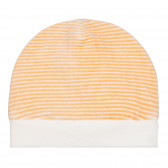 Памучна шапка в оранжево и бяло райе за бебе Chicco 254213 2