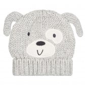 Плетена шапка с апликация на куче за бебе, сива Chicco 254245 
