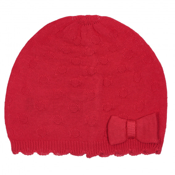 Памучна плетена шапка с апликация на панделка за бебе, червена Chicco 254278 