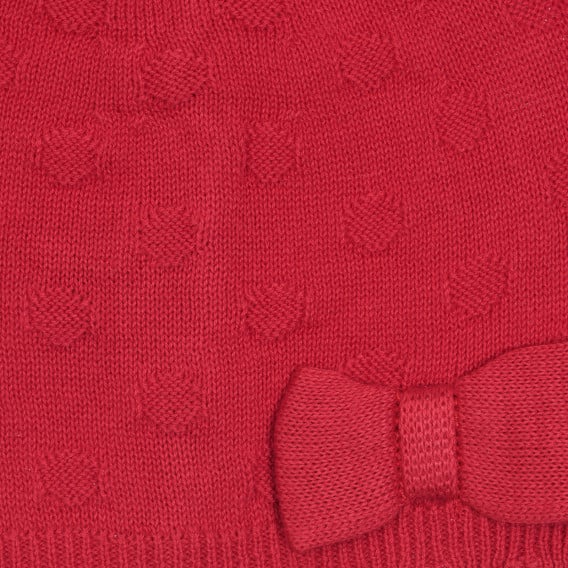 Памучна плетена шапка с апликация на панделка за бебе, червена Chicco 254279 2