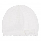 Памучна шапка с панделка за бебе, бяла Chicco 254281 