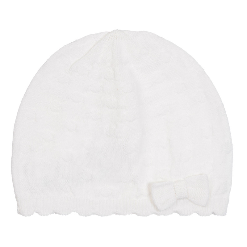 Памучна шапка с панделка за бебе, бяла  254281