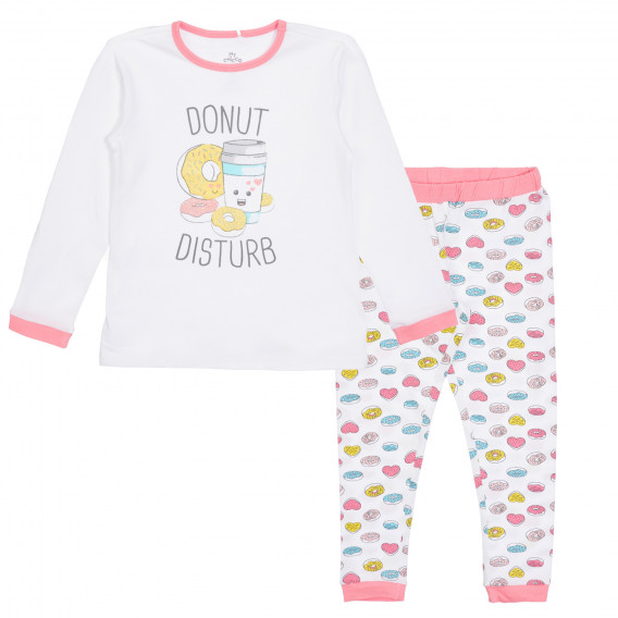 Памучна пижама DONUT с розови акценти, бяла Chicco 254392 