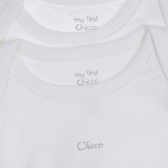 Памучен комплект от два броя бодита с дълъг ръкав за бебе, бели Chicco 254423 2