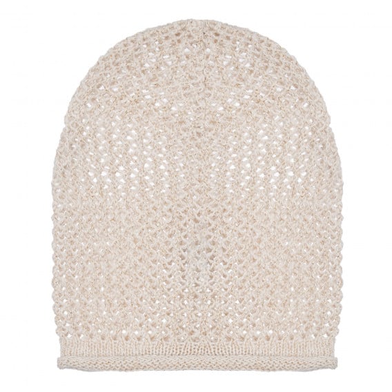 Памучна плетена шапка с блестящи акценти за бебе, беж Chicco 254433 
