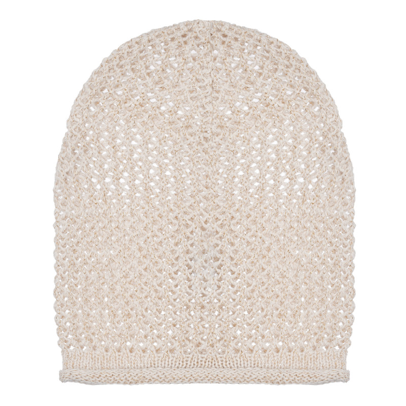 Памучна плетена шапка с блестящи акценти за бебе, беж  254433