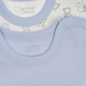 Памучен комплект от два броя бодита с дълъг ръкав за бебе, бяло и синьо Chicco 254496 3