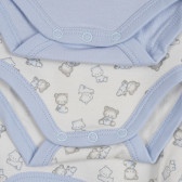 Памучен комплект от два броя бодита с дълъг ръкав за бебе, бяло и синьо Chicco 254497 4