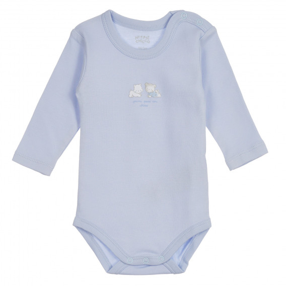 Памучен комплект от два броя бодита с дълъг ръкав за бебе, бяло и синьо Chicco 254499 6