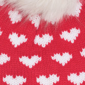 Плетена шапка с принт на сърца за бебе, червена Chicco 254567 2