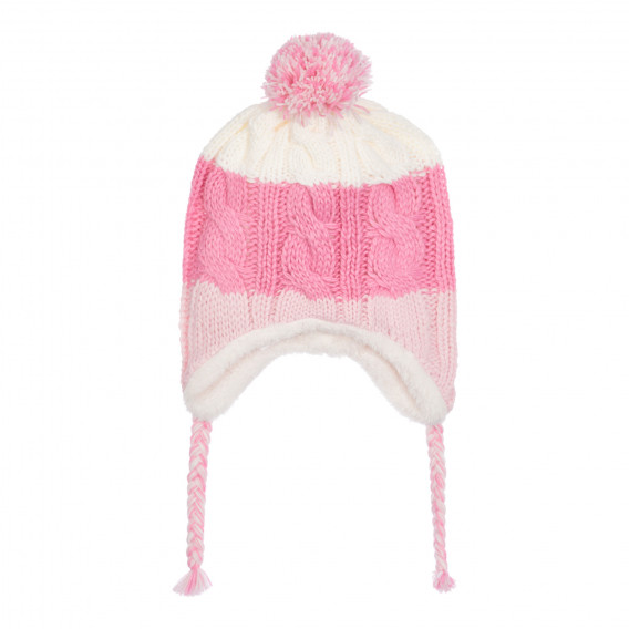 Плетена шапка с помпон за бебе, розова Chicco 254645 