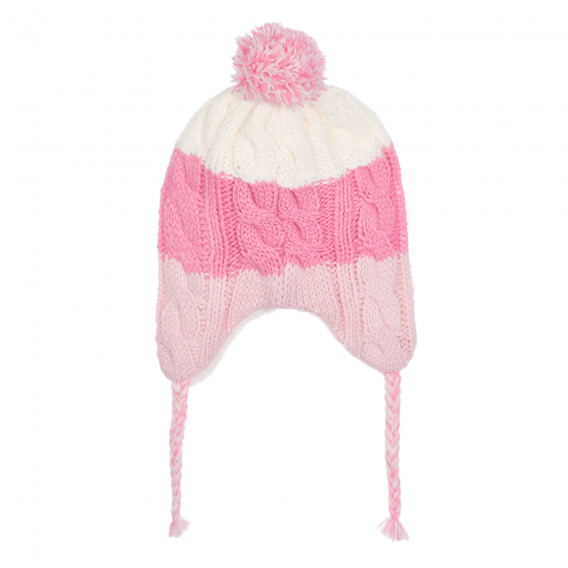 Плетена шапка с помпон за бебе, розова Chicco 254647 3