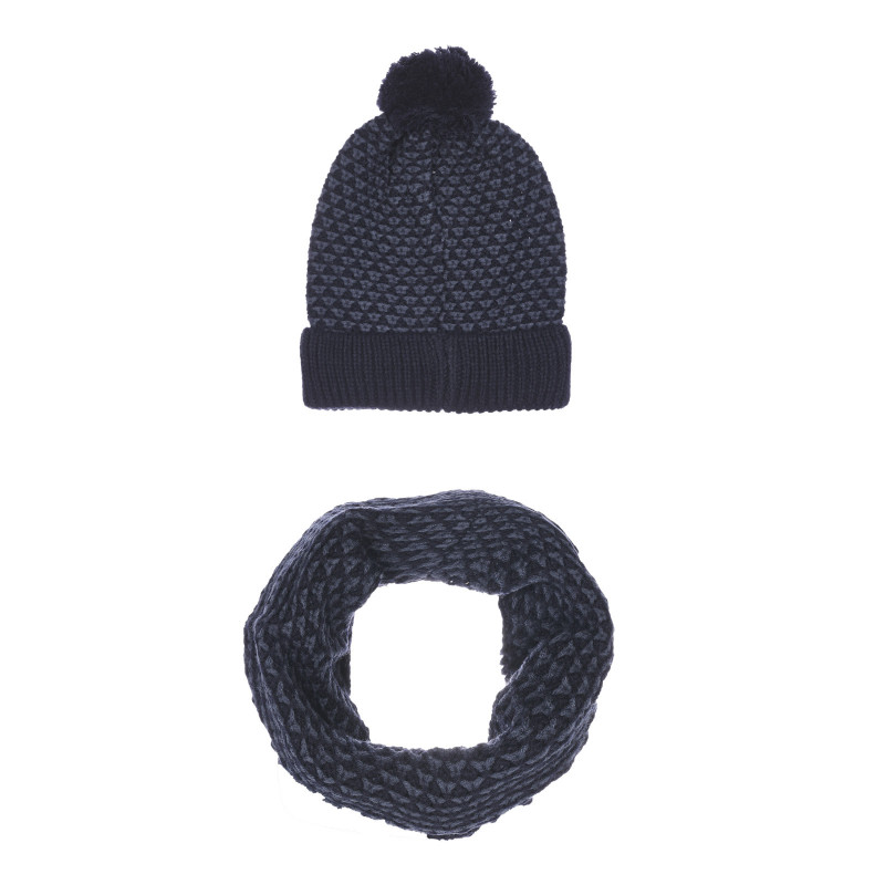 Комплект шал и шапка за бебе, сини  254662