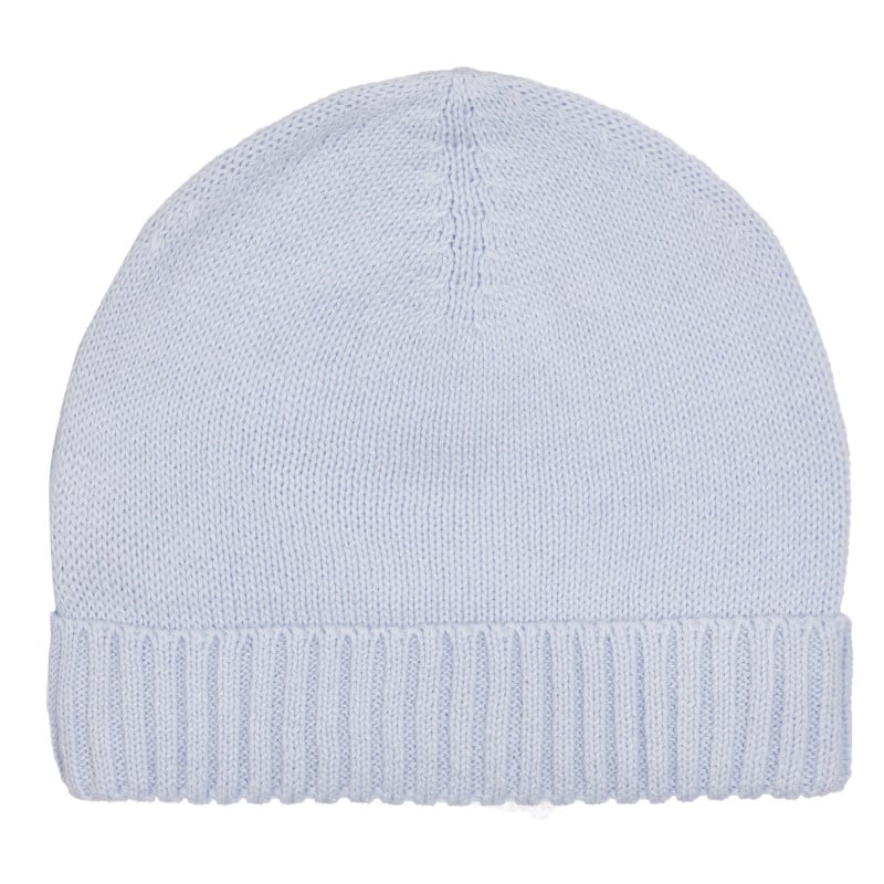 Памучна плетена шапка с подгъв за бебе, светлосиня  254693