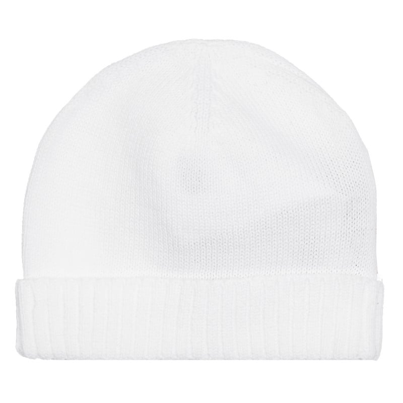 Памучна плетена шапка с подгъв за бебе, бяла  254696