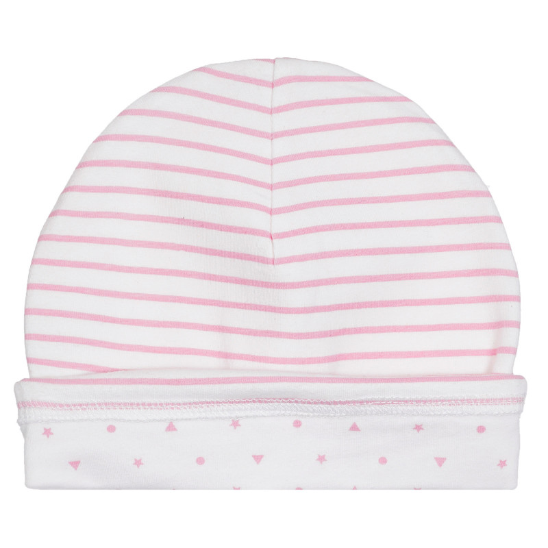 Памучна шапка с фигурален принт за бебе, бяла  254750