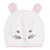 Памучна шапка с апликация на коте за бебе, бяла Chicco 254765 