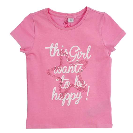 Памучна тениска с брокатена звезда за бебе, розова Chicco 254828 