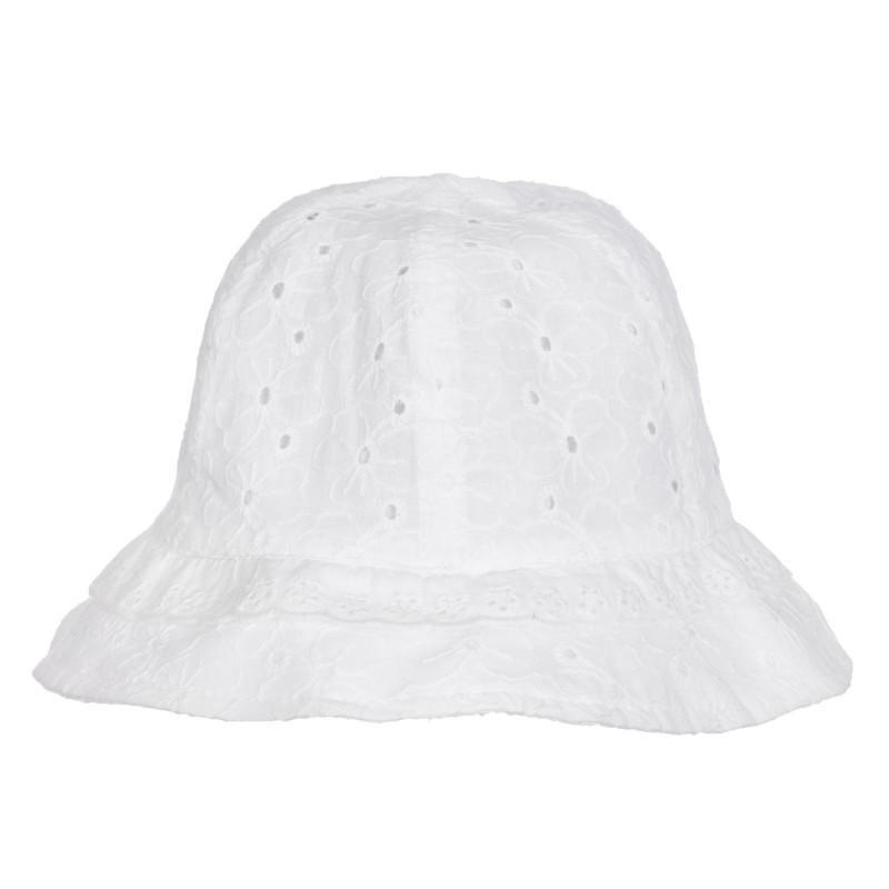 Памучна шапка с бродирани цветя, бяла  254861