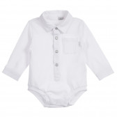 Памучно бяло боди тип риза за бебе, бяло Chicco 254867 