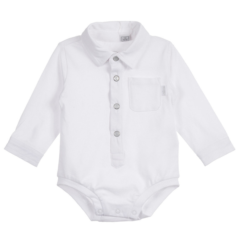 Памучно бяло боди тип риза за бебе, бяло  254867
