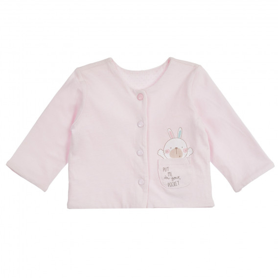Памучна жилетка с щампа на зайче за бебе, розова Chicco 254950 