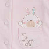 Памучна жилетка с щампа на зайче за бебе, розова Chicco 254951 2
