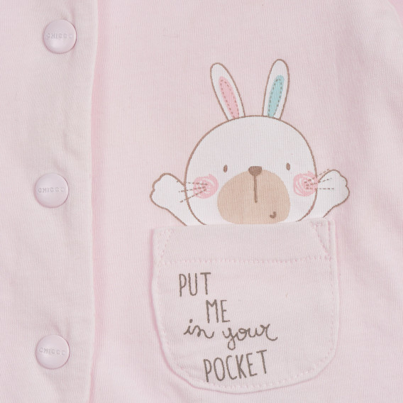 Памучна жилетка с щампа на зайче за бебе, розова Chicco 254951 2