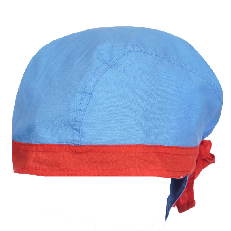 Памучна шапка с щампа и червени акценти, синя  254967