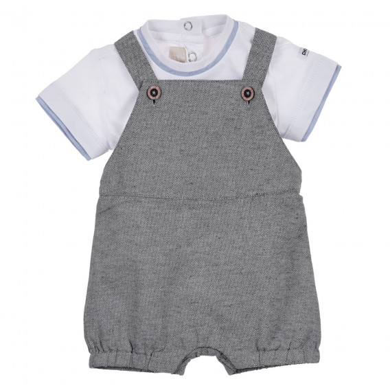 Памучен комплект от тениска и гащеризон за бебе Chicco 255032 