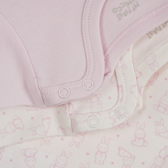 Памучен комплект от два броя бодита с къс ръкав за бебе, розов Chicco 255101 3