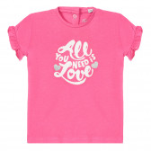Памучна тениска с надпис за бебе, розова Chicco 255235 