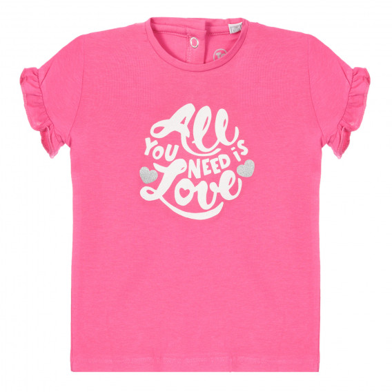 Памучна тениска с надпис за бебе, розова Chicco 255235 