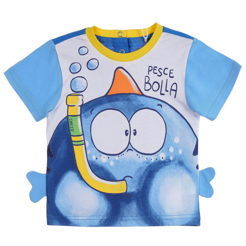 Памучна тениска FISH за бебе, синя  255280