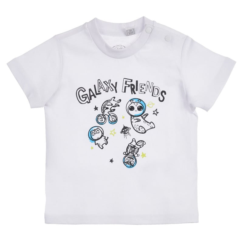 Памучна тениска с графичен принт за бебе, бяла  255326