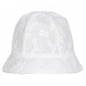 Памучна шапка с флорален принт и панделка за бебе, бяла Chicco 255333 