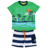 Памучен комплект от тениска и къси панталонки за бебе, многоцветен Chicco 255397 