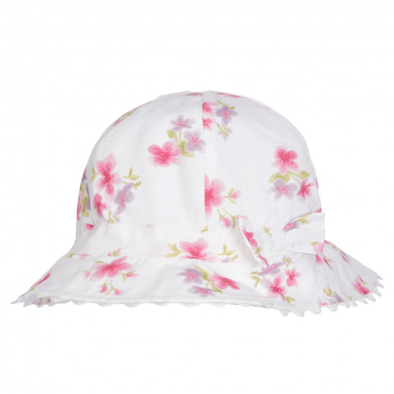 Памучна шапка с флорален принт, бяла Chicco 255410 