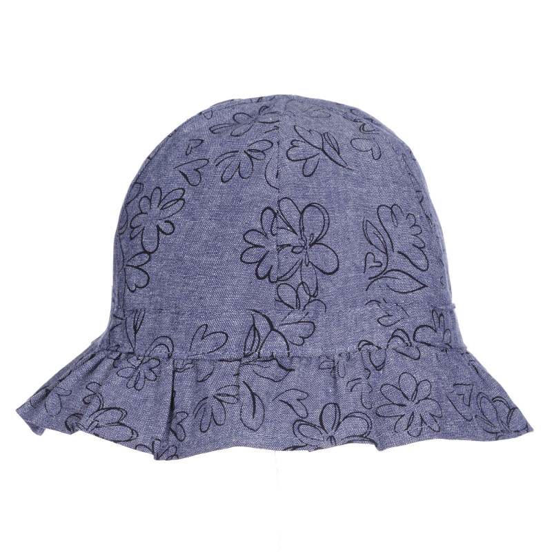 Памучна шапка с флорален принт за бебе, синя  255425