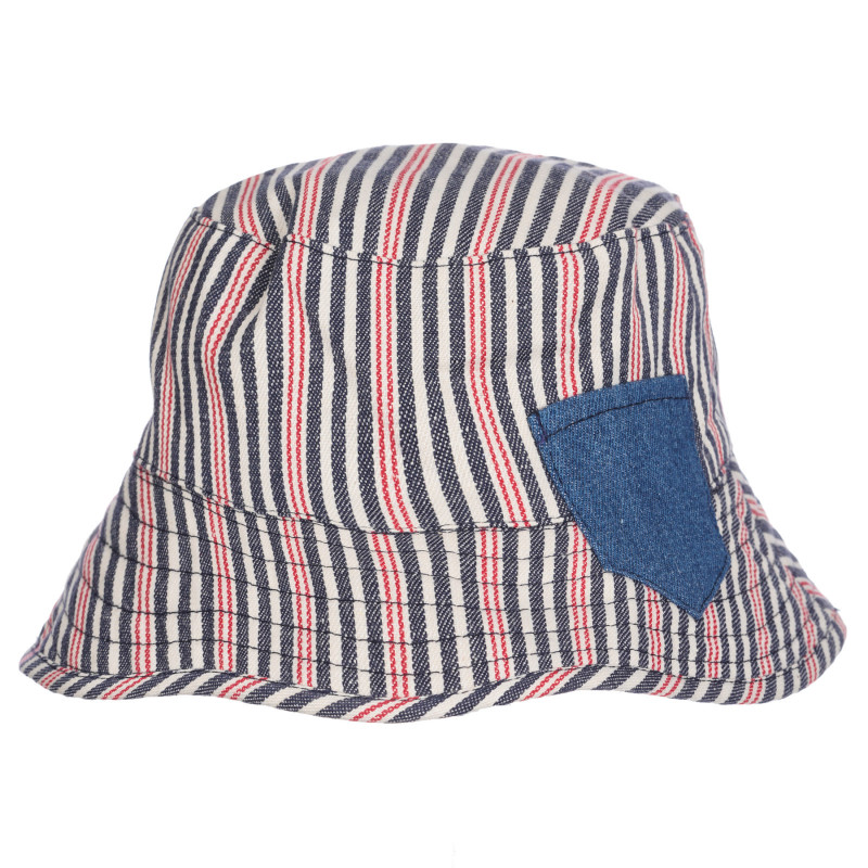 Памучна шапка на райе с апликация джоб, многоцветна  255428