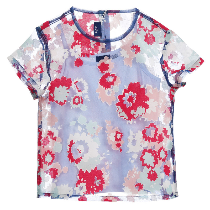 Памучна блуза от две части с флорални мотиви  255446