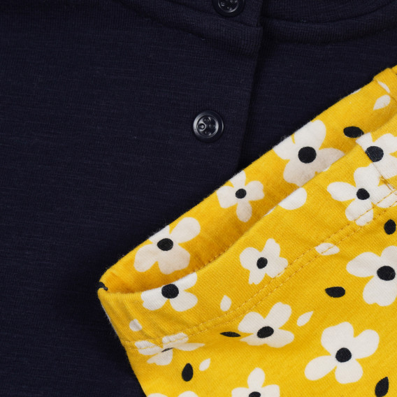 Памучен комплект блуза и клин за бебе в синьо и жълто Chicco 255467 4