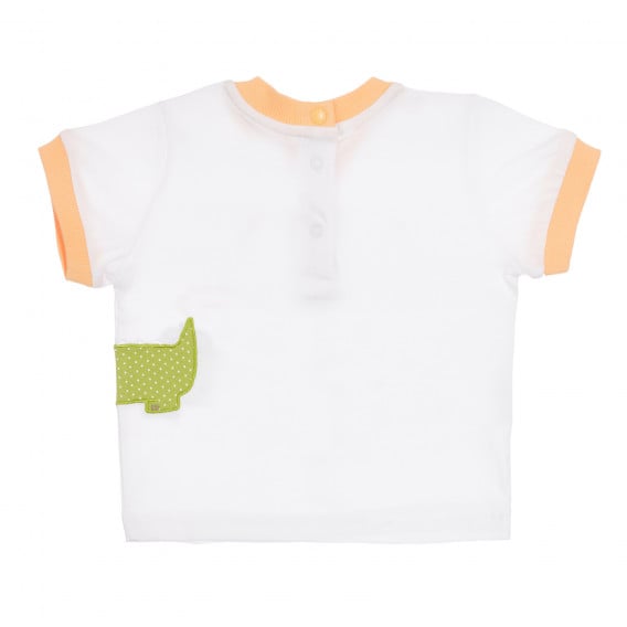 Памучен комплект тениска и къси панталонки за бебе в бяло и оранжево Chicco 255481 5
