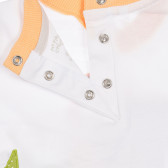 Памучен комплект тениска и къси панталонки за бебе в бяло и оранжево Chicco 255482 4