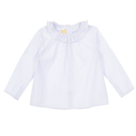 Памучна раирана блуза с къдрички в бяло и синьо Chicco 255543 