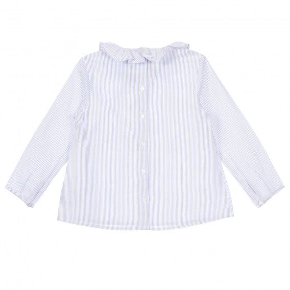 Памучна раирана блуза с къдрички в бяло и синьо Chicco 255545 4