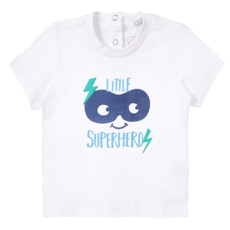 Памучна тениска с графичен принт за бебе, бяла  255551