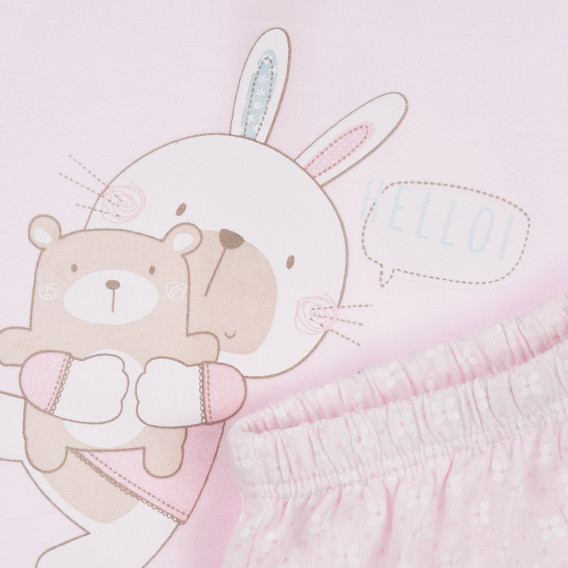 Памучна пижама - блуза и ританки за бебе, розова Chicco 255568 3