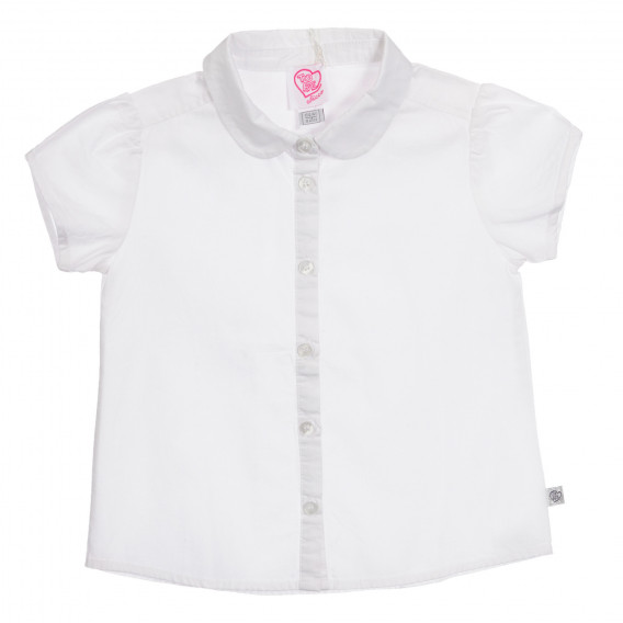 Памучна риза с къс ръкав и обла яка, бяла Chicco 255596 